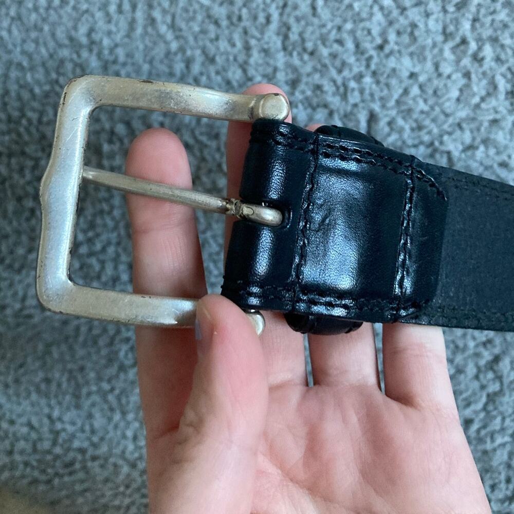 Allen Edmonds Dress Belt 40 Handmade in USA Leather Black Silver Classic Luxury - Picture 2 of 14